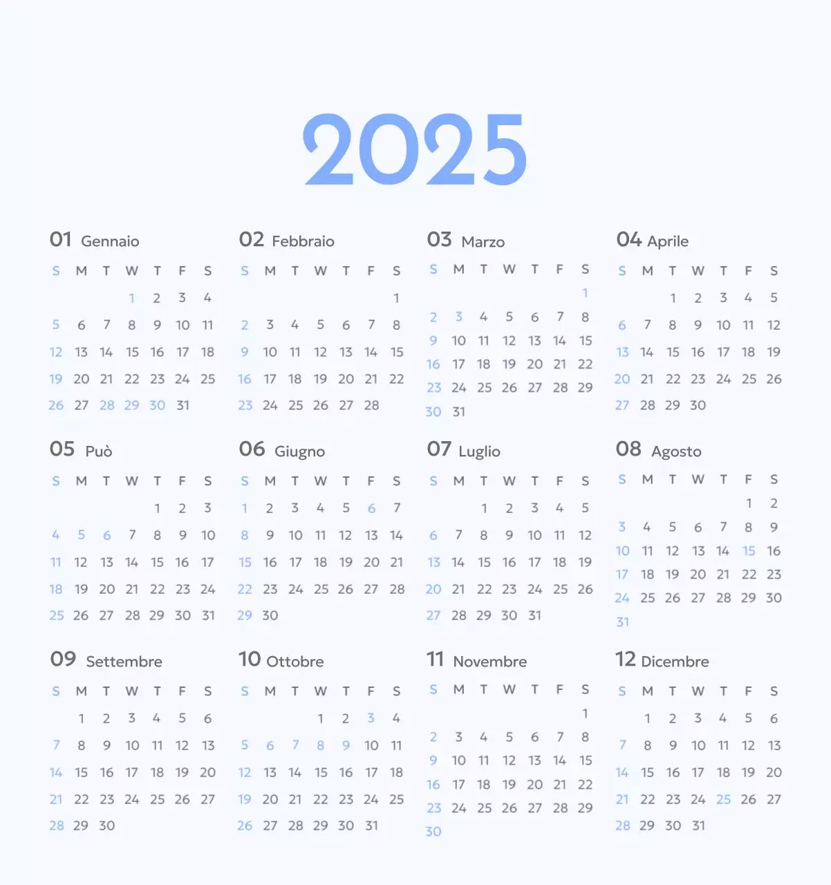Calendario con foto tracciatore di obiettivi con un tocco di blu