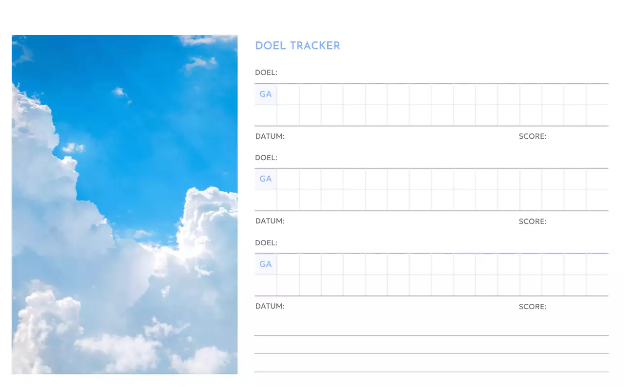 Photo goal tracker kalender met een vleugje blauw