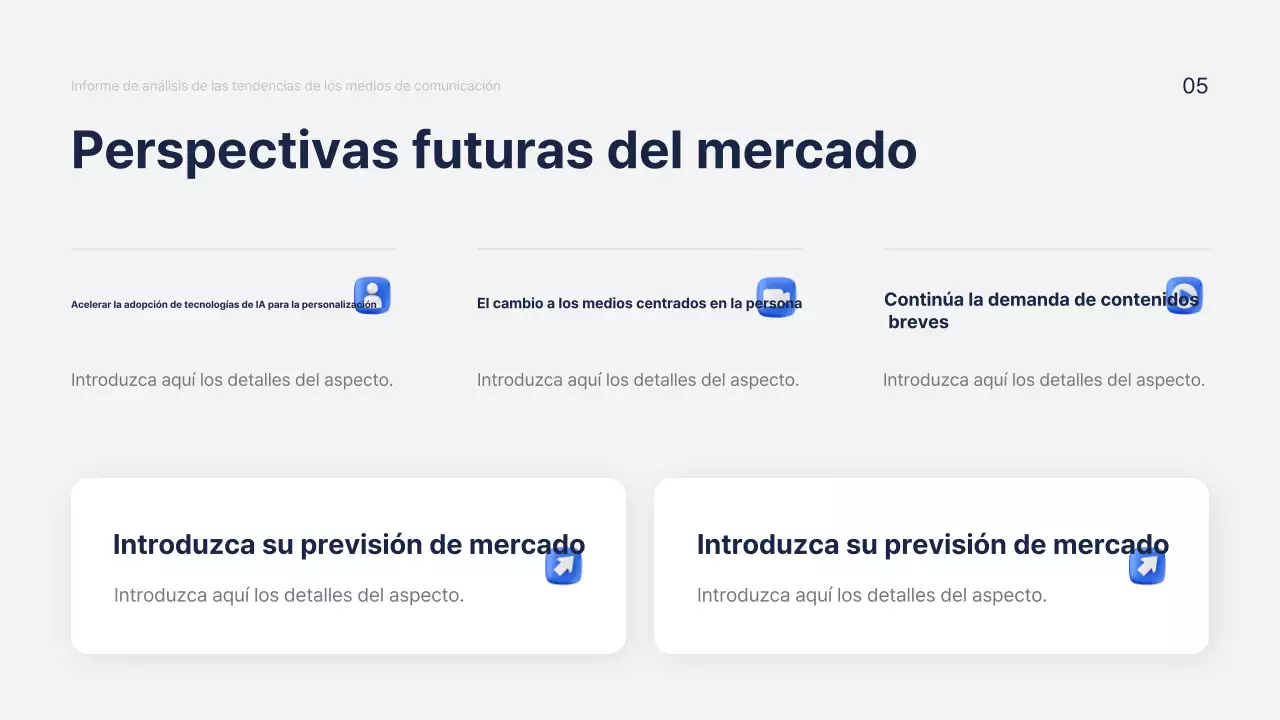 Informe moderno de análisis de marketing en azul marino