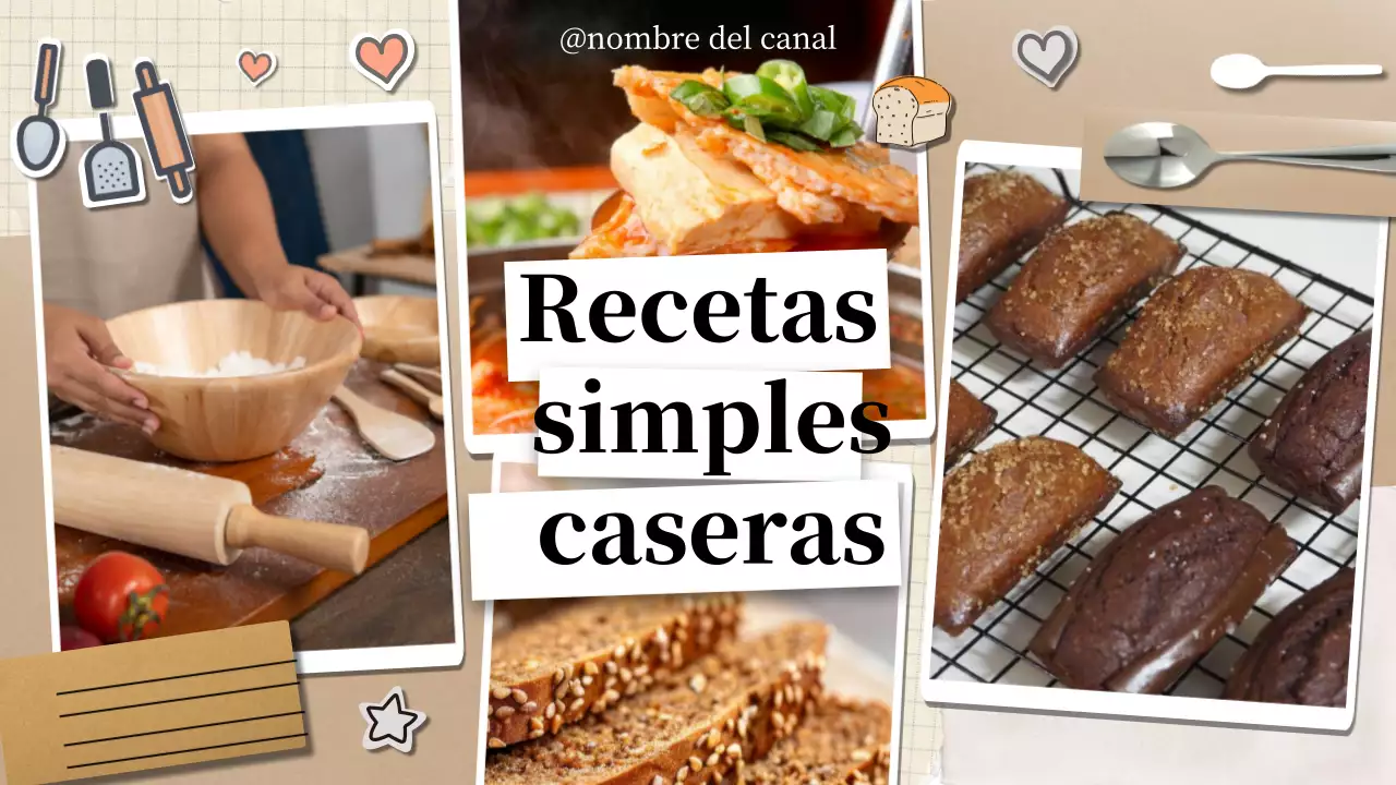 guía de recetas caseras sencillas de color marrón beige