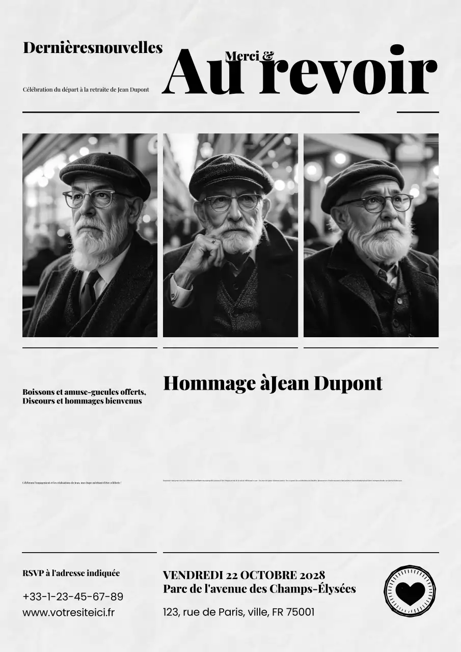 Affiche d'adieu en style journal