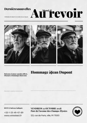 Affiche d'adieu en style journal