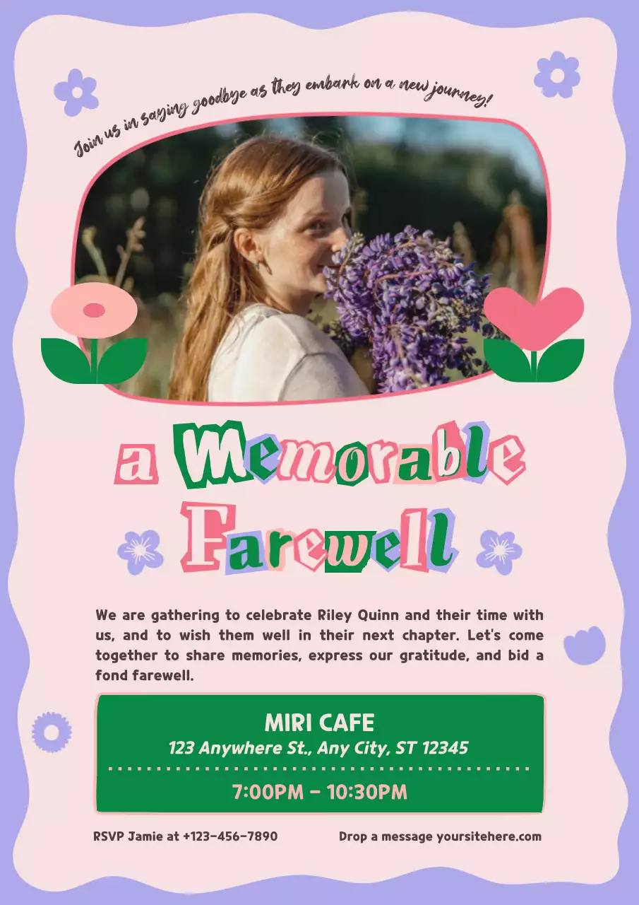 Purple Vintage Farewell Invitation Poster