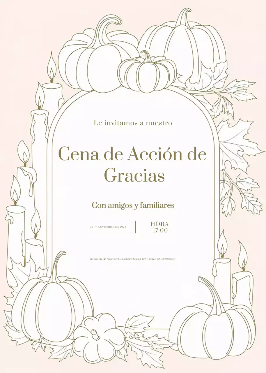 beige elegante invitación de acción de gracias