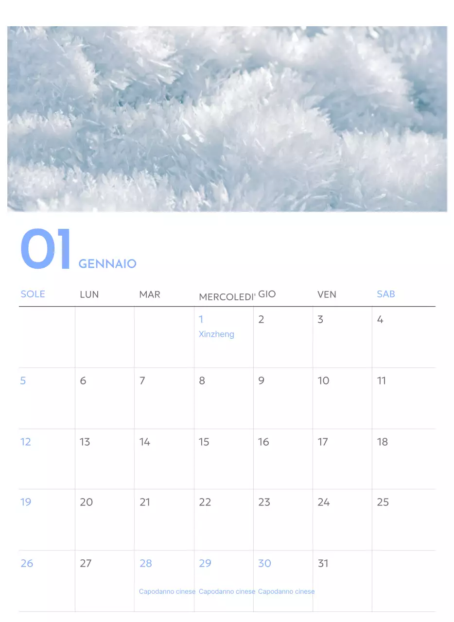 Calendario con foto tracciatore di obiettivi con un tocco di blu