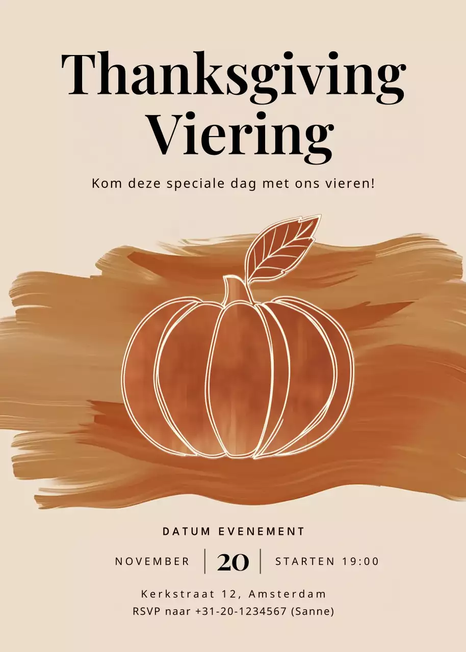 beige rustieke uitnodiging voor thanksgiving