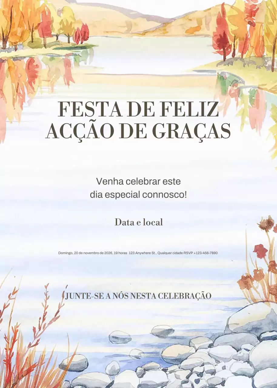 convite rústico laranja para o Dia de Ação de Graças