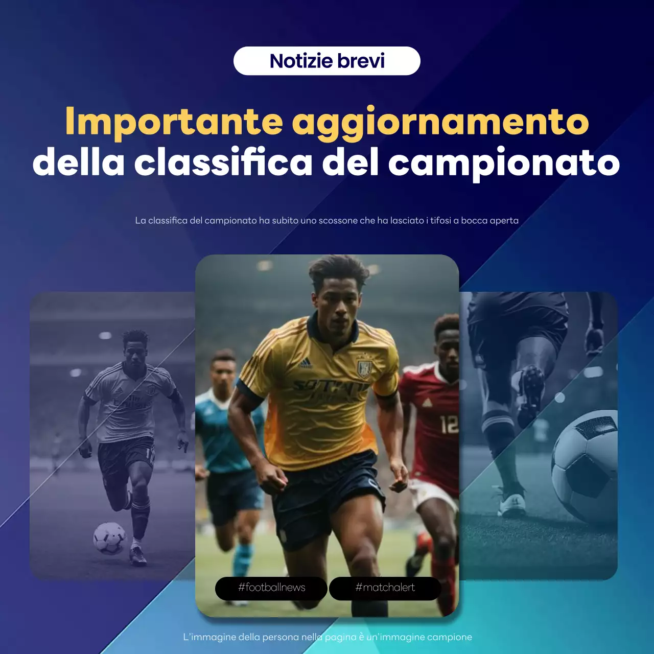 annuncio sportivo moderno blu