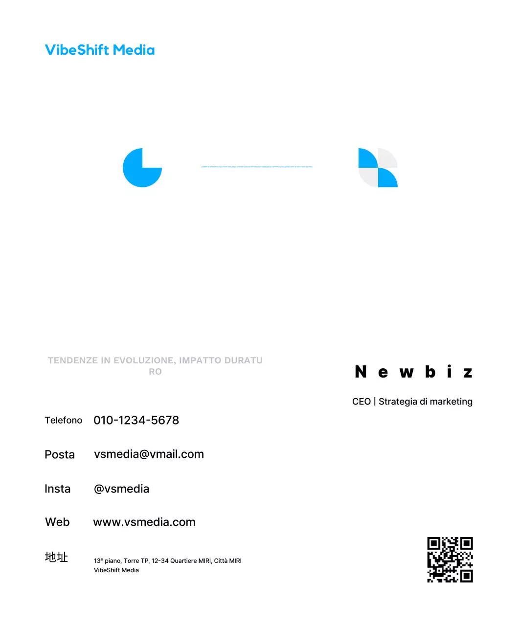 Biglietto da visita promozionale di marketing geometrico blu