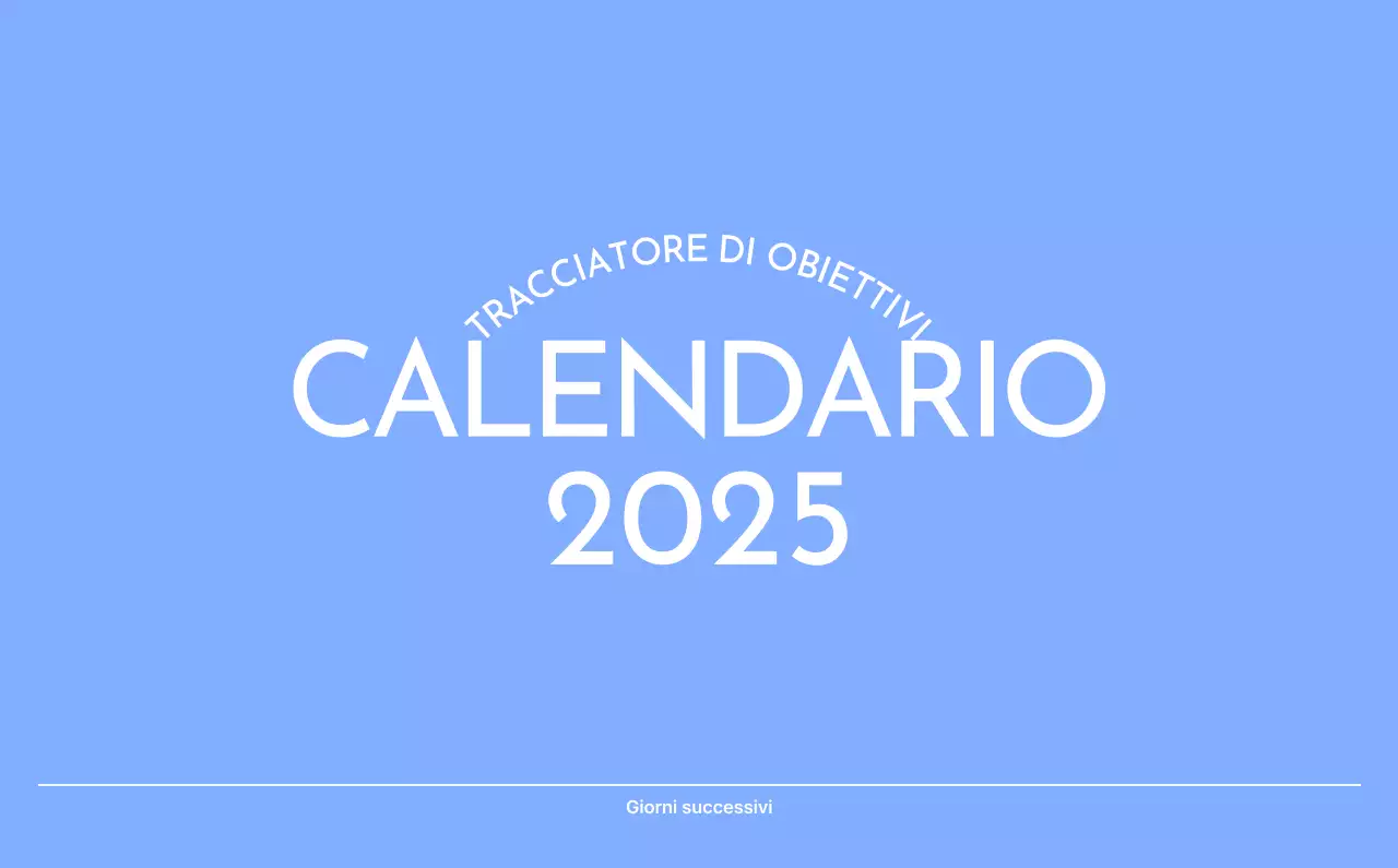 Calendario con foto tracciatore di obiettivi con un tocco di blu