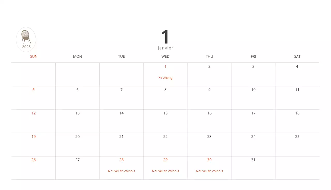 Calendrier intérieur minimaliste beige