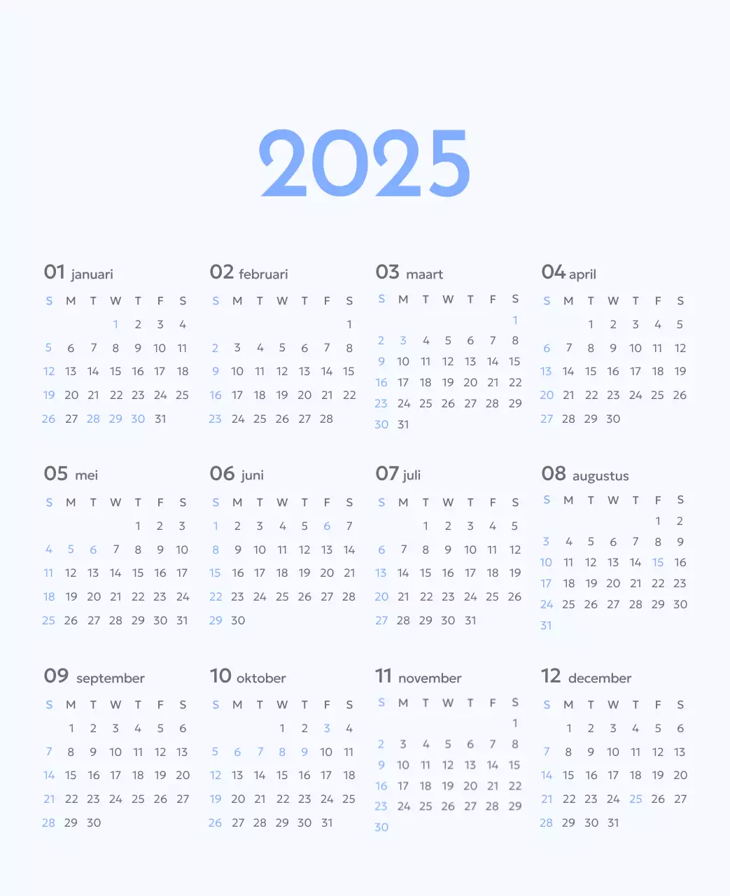 Photo goal tracker kalender met een vleugje blauw