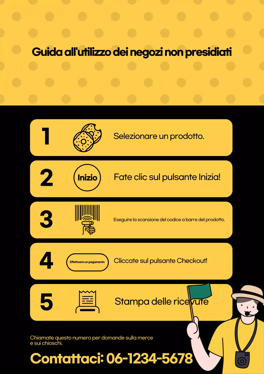 Guida al negozio giallo semplice e non presidiato