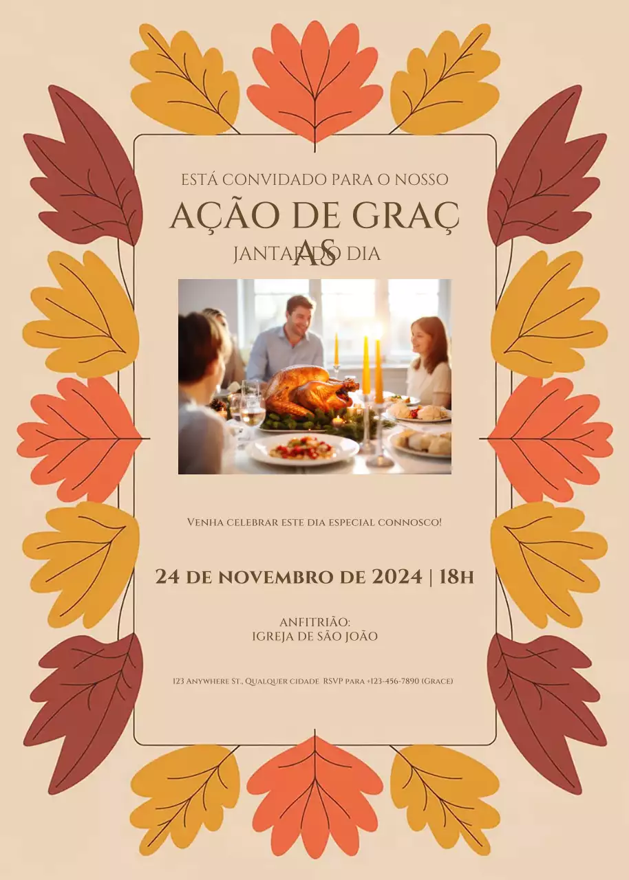 convite de Ação de Graças tradicional bege