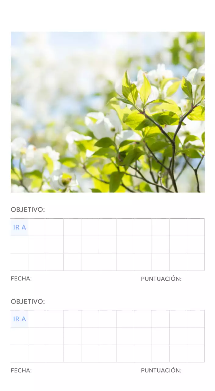 Calendario fotográfico de seguimiento de objetivos con un toque de azul