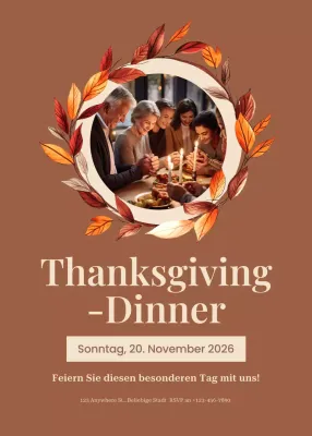 braune rustikale Thanksgiving-Einladung