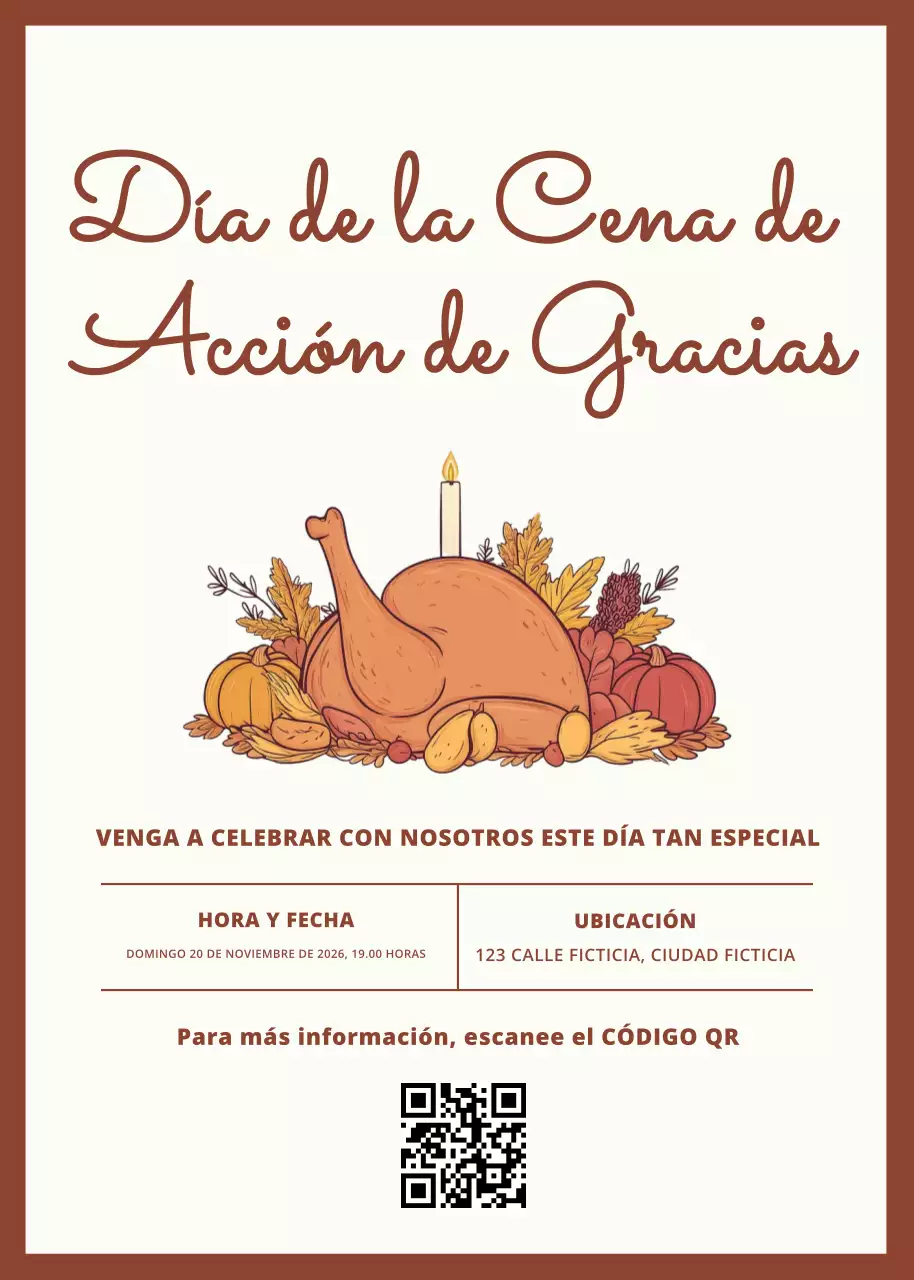 Invitación clásica beige para la cena de Acción de Gracias