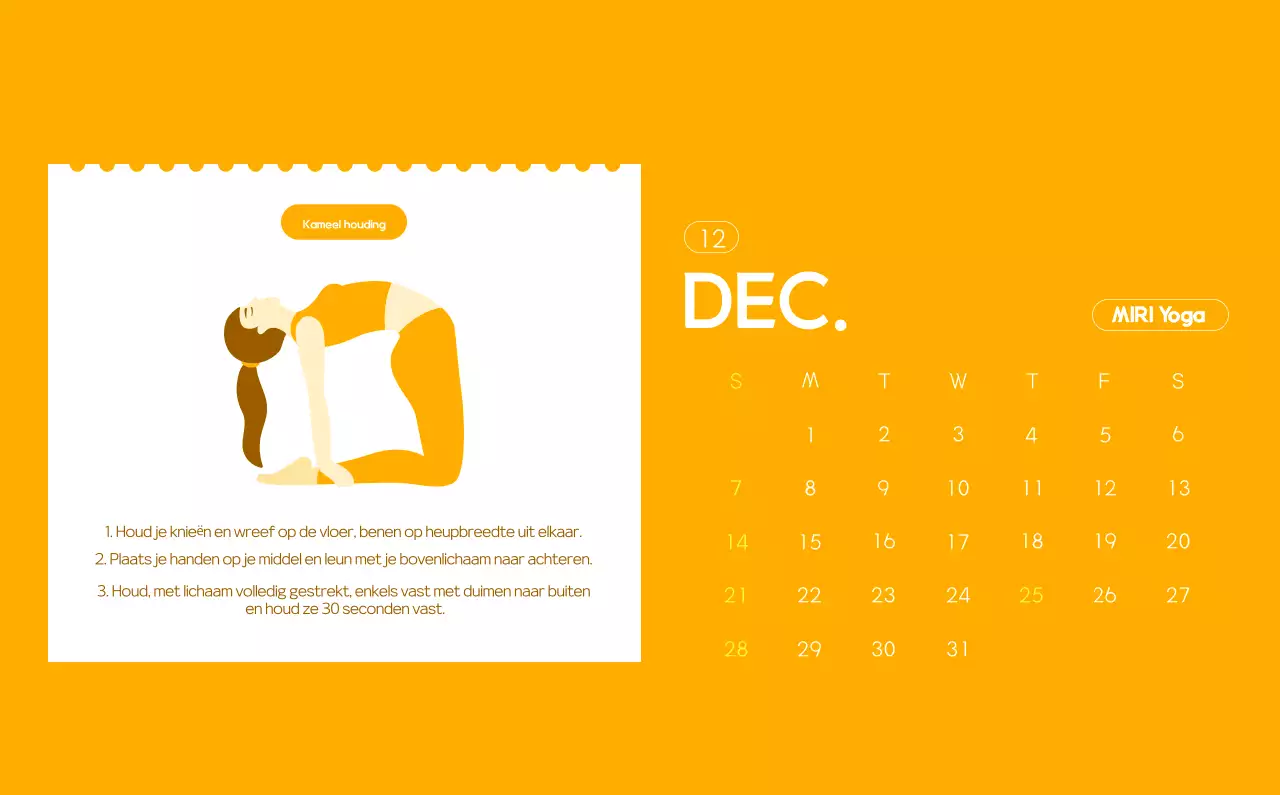 Oranje Minimalistische Yoga Promotiekalender
