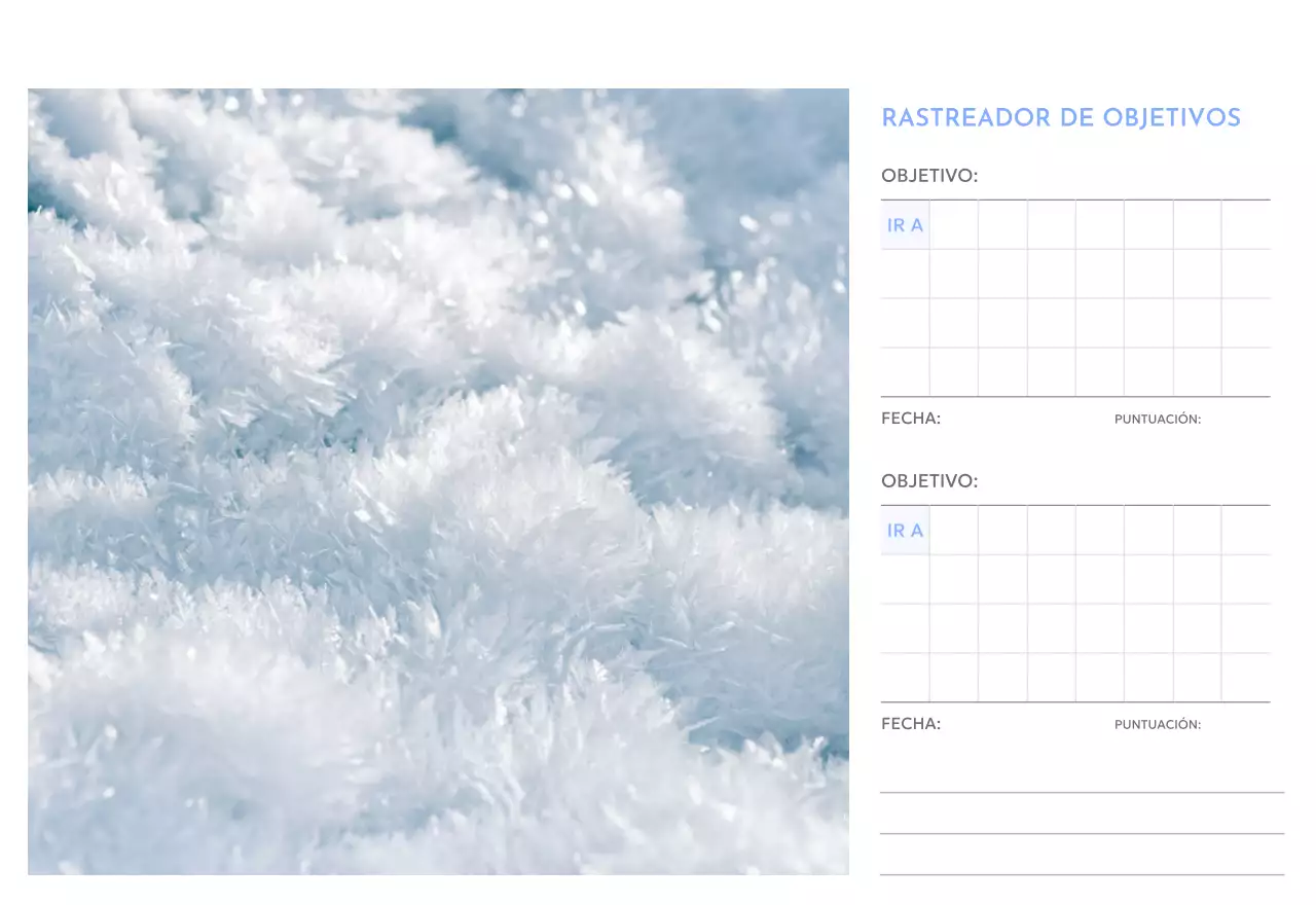 Calendario fotográfico de seguimiento de objetivos con un toque de azul