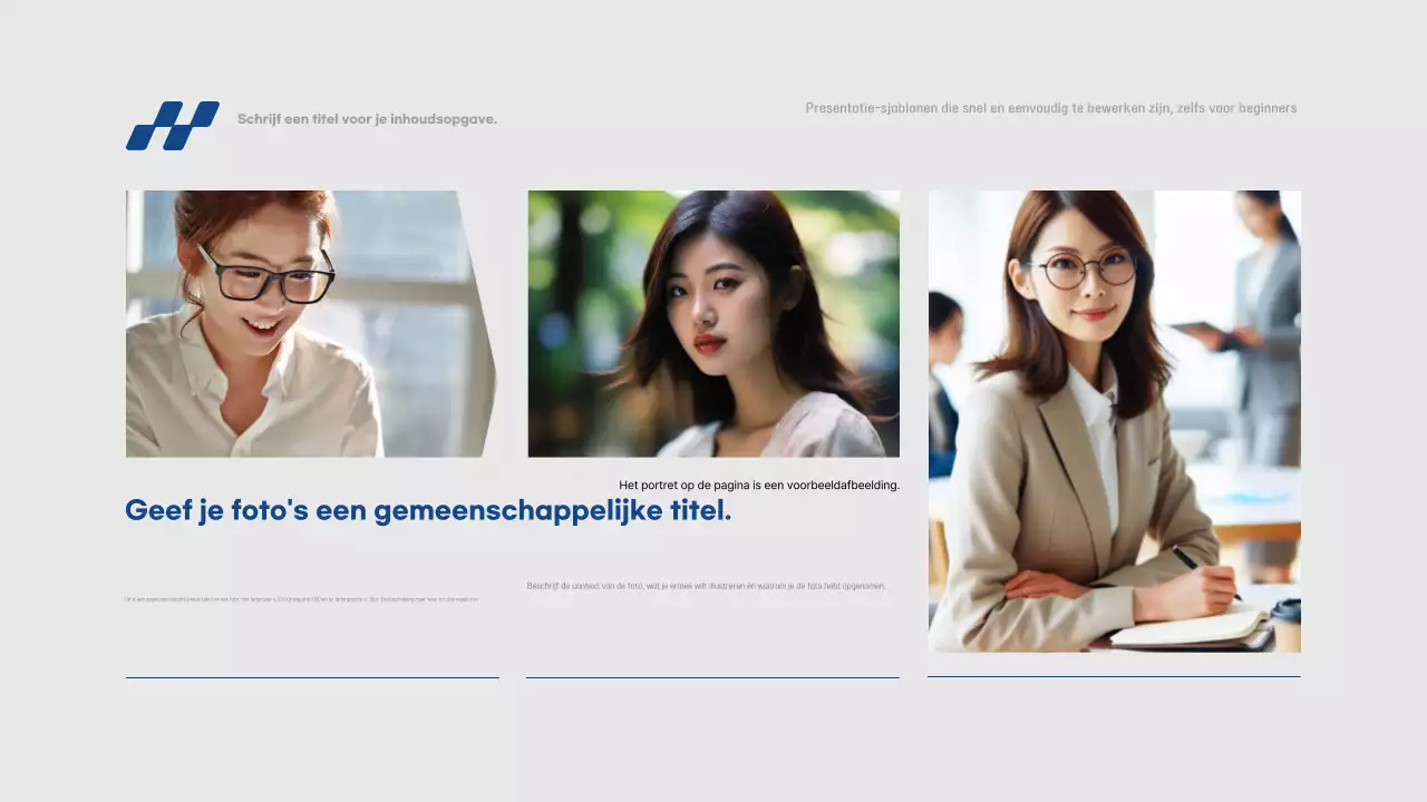 Eenvoudig presentatierapport in blauw en grijs, snel en gemakkelijk te bewerken