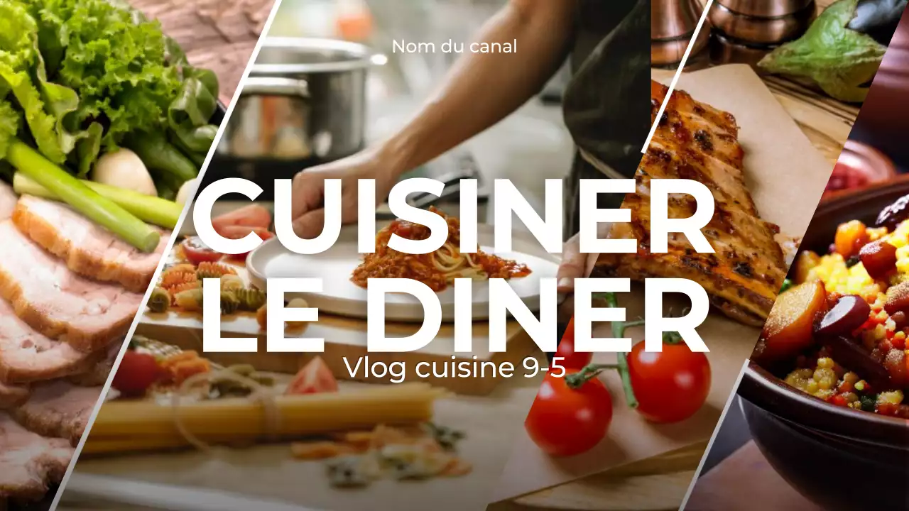 orange beige vert cuisine dîner vlog style moderne