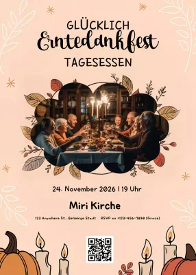 beige traditionelle Thanksgiving-Einladung