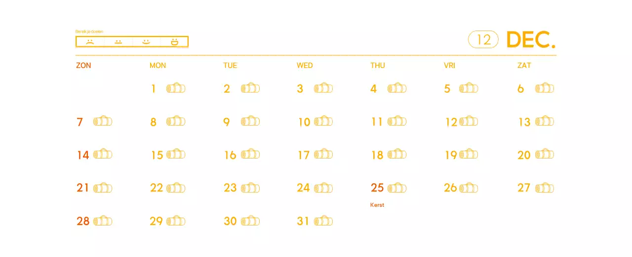 Oranje Minimalistische Yoga Promotiekalender