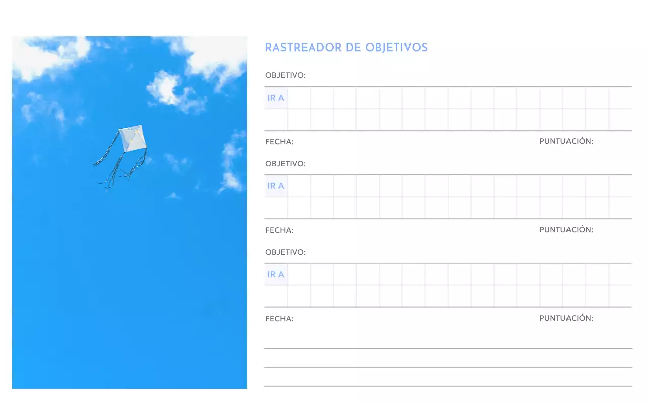 Calendario fotográfico de seguimiento de objetivos con un toque de azul