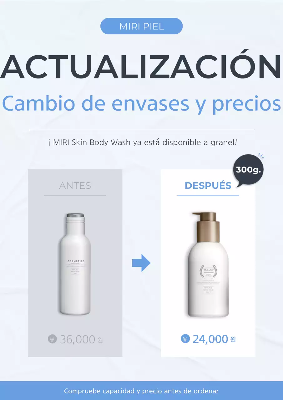 Aviso de cambio de cosméticos modernos en azul claro y blanco