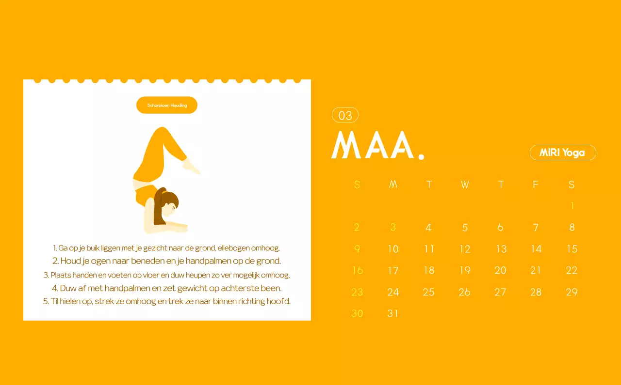 Oranje Minimalistische Yoga Promotiekalender