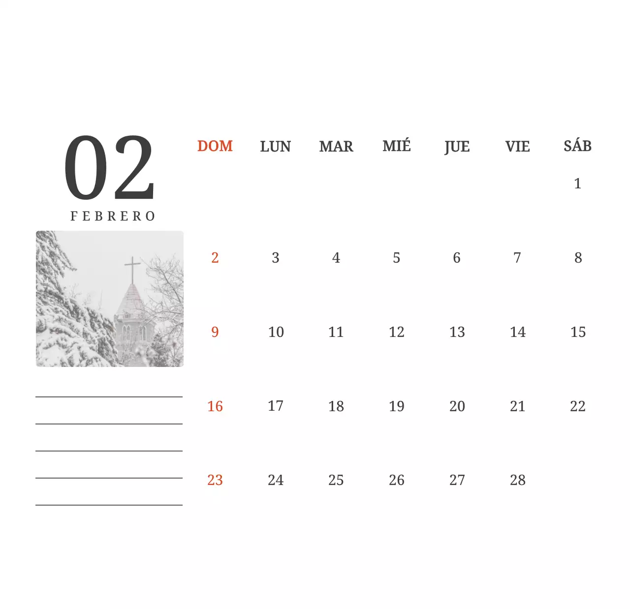 Un calendario conceptual fotográfico con iglesias pintadas en paisajes