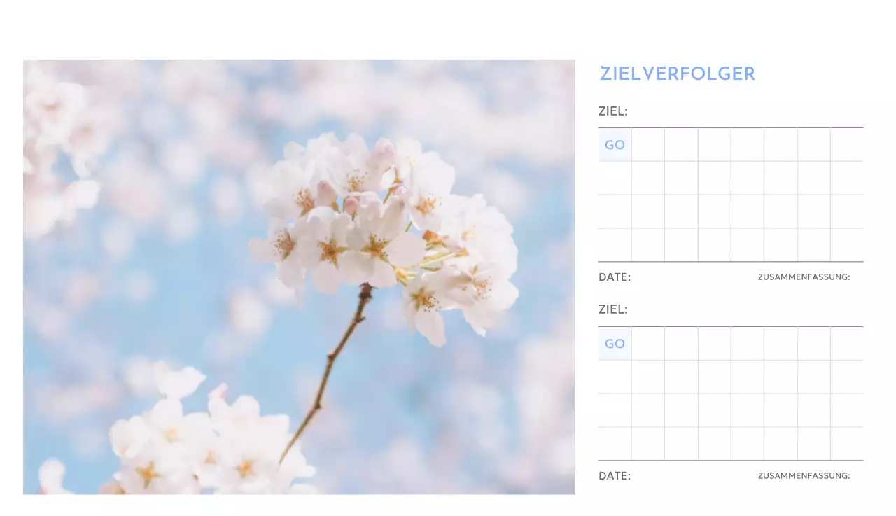 Foto-Zielverfolgungskalender mit einem Hauch von Blau