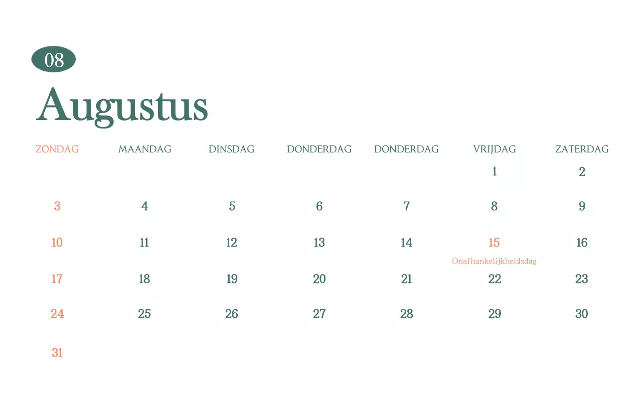 Een moderne cafékalender met aanbevelingen voor de drank van de maand