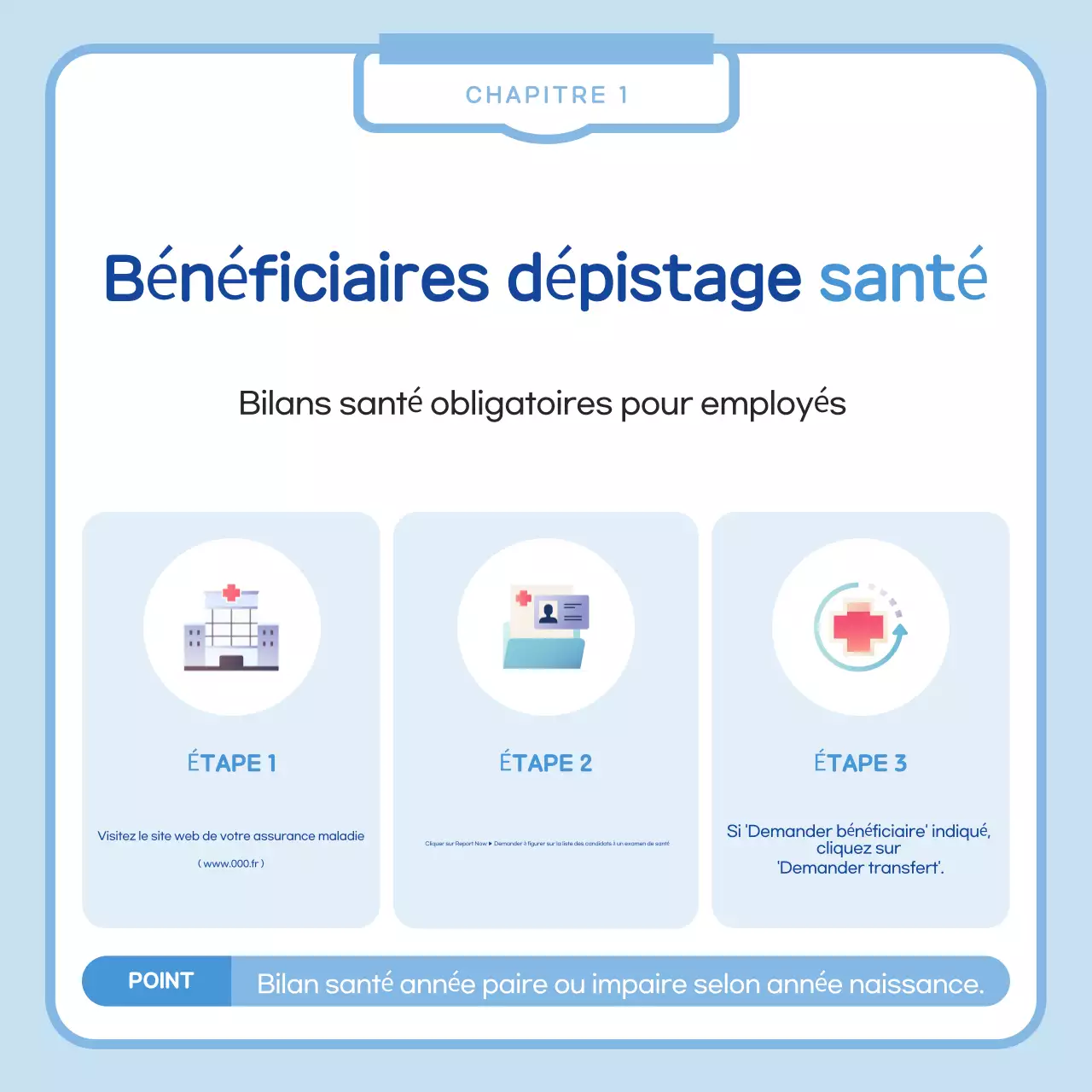 Avis de bilan de santé simple en bleu clair
