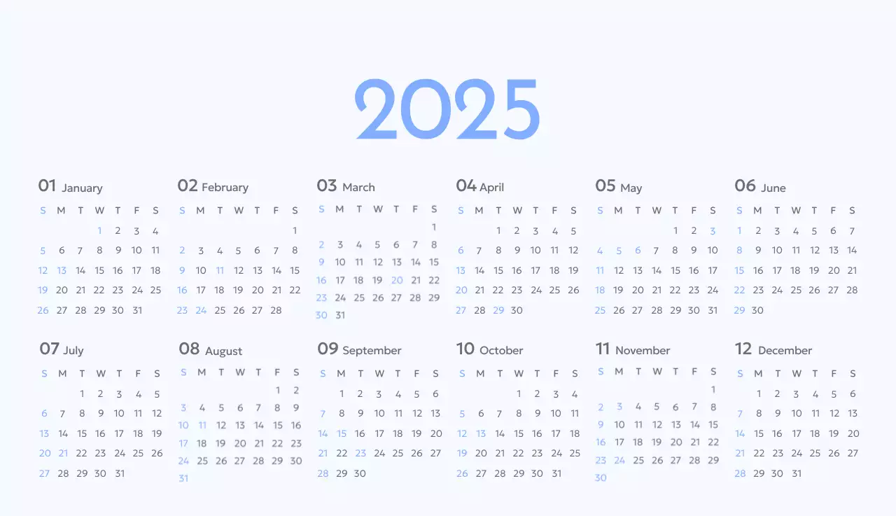 青色が映えるフォトゴールトラッカーカレンダー