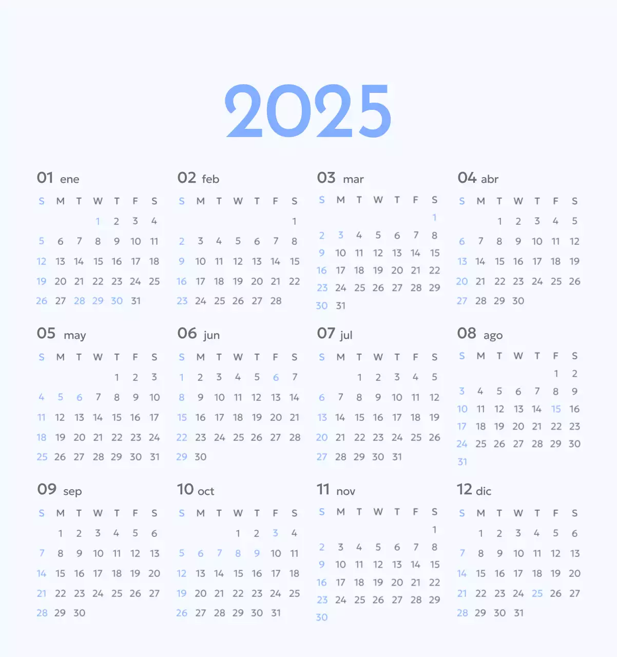 Calendario fotográfico de seguimiento de objetivos con un toque de azul