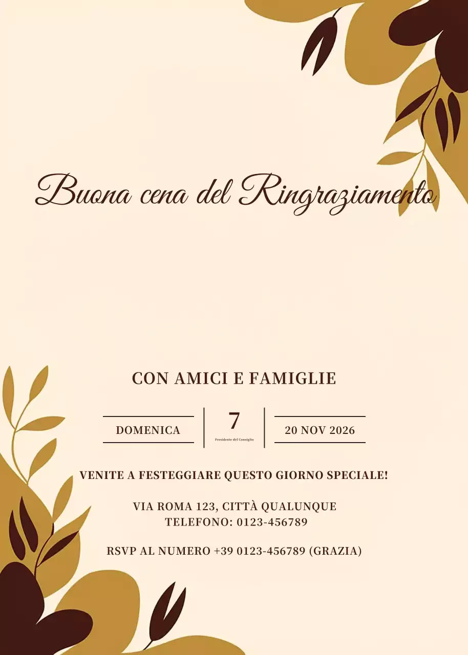 Invito alla cena di ringraziamento elegante beige