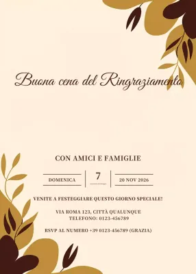 Invito alla cena di ringraziamento elegante beige