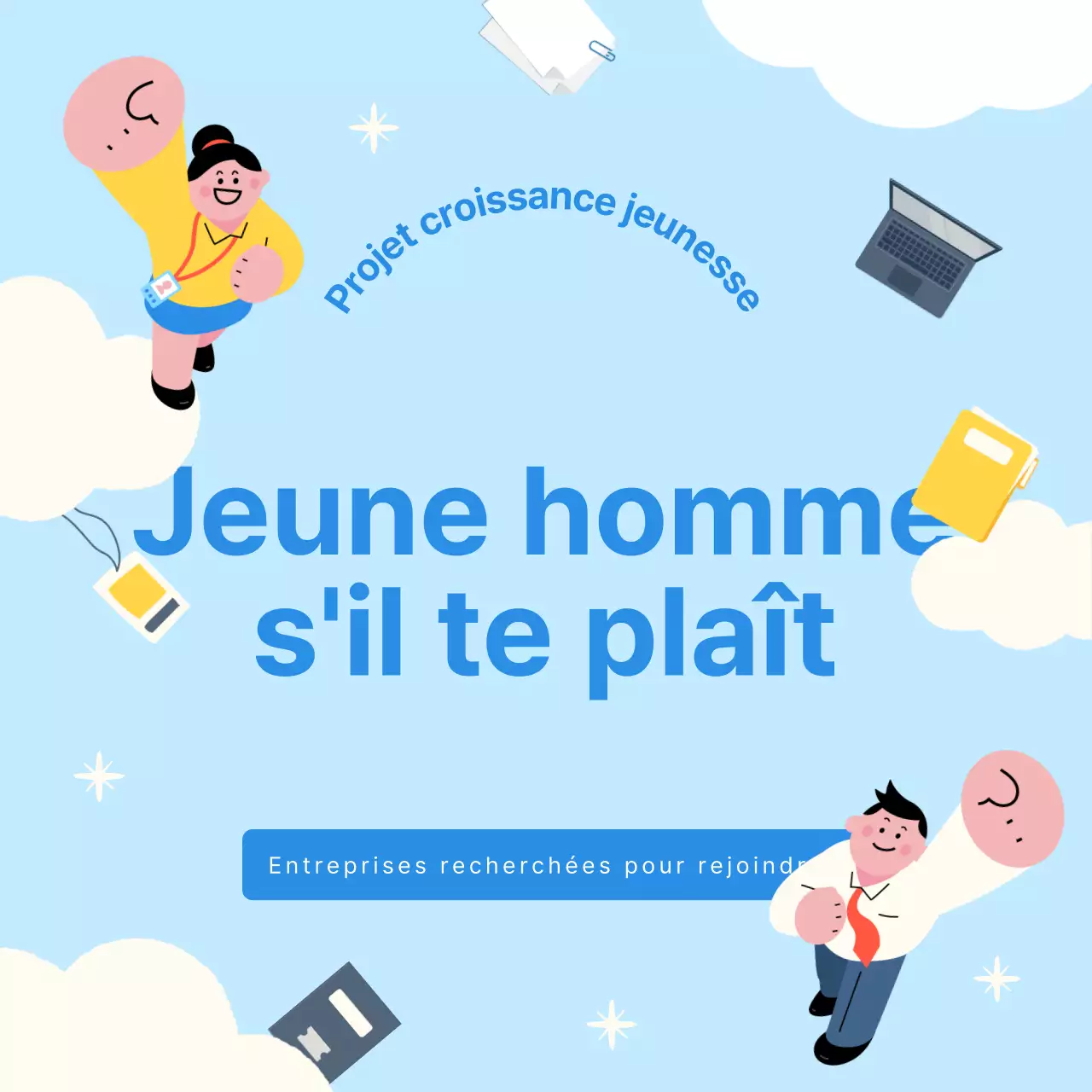 Recrutement de jeunes hommes en bleu clair