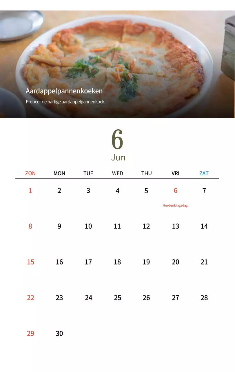 Beige Traditionele Eetkalender