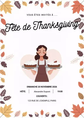 invitation à la fête de Thanksgiving rustique et orange