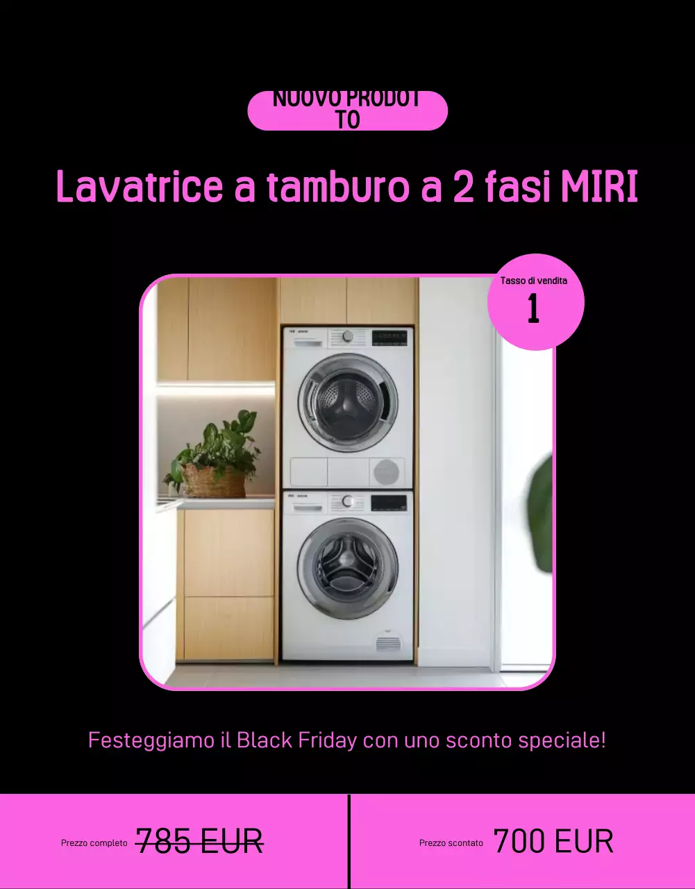 Annuncio kitsch per i saldi del Black Friday in nero e rosa acceso