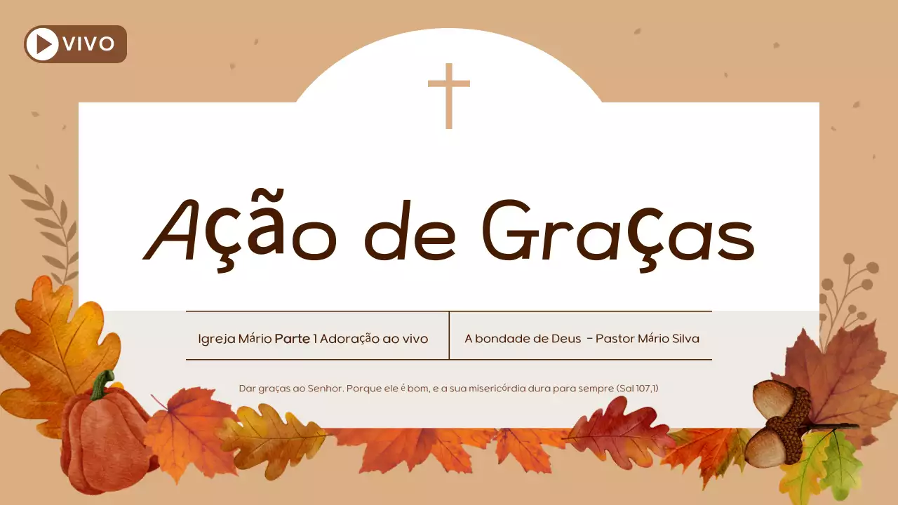 Serviço de Ação de Graças simples e castanho Título principal