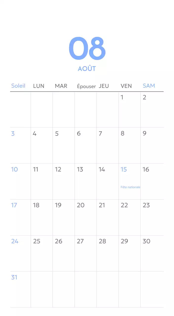 Calendrier photo de suivi des objectifs avec une touche de bleu