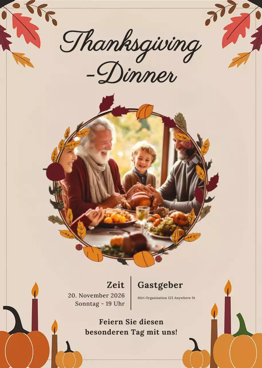 Beige Traditionelle Thanksgiving-Einladung