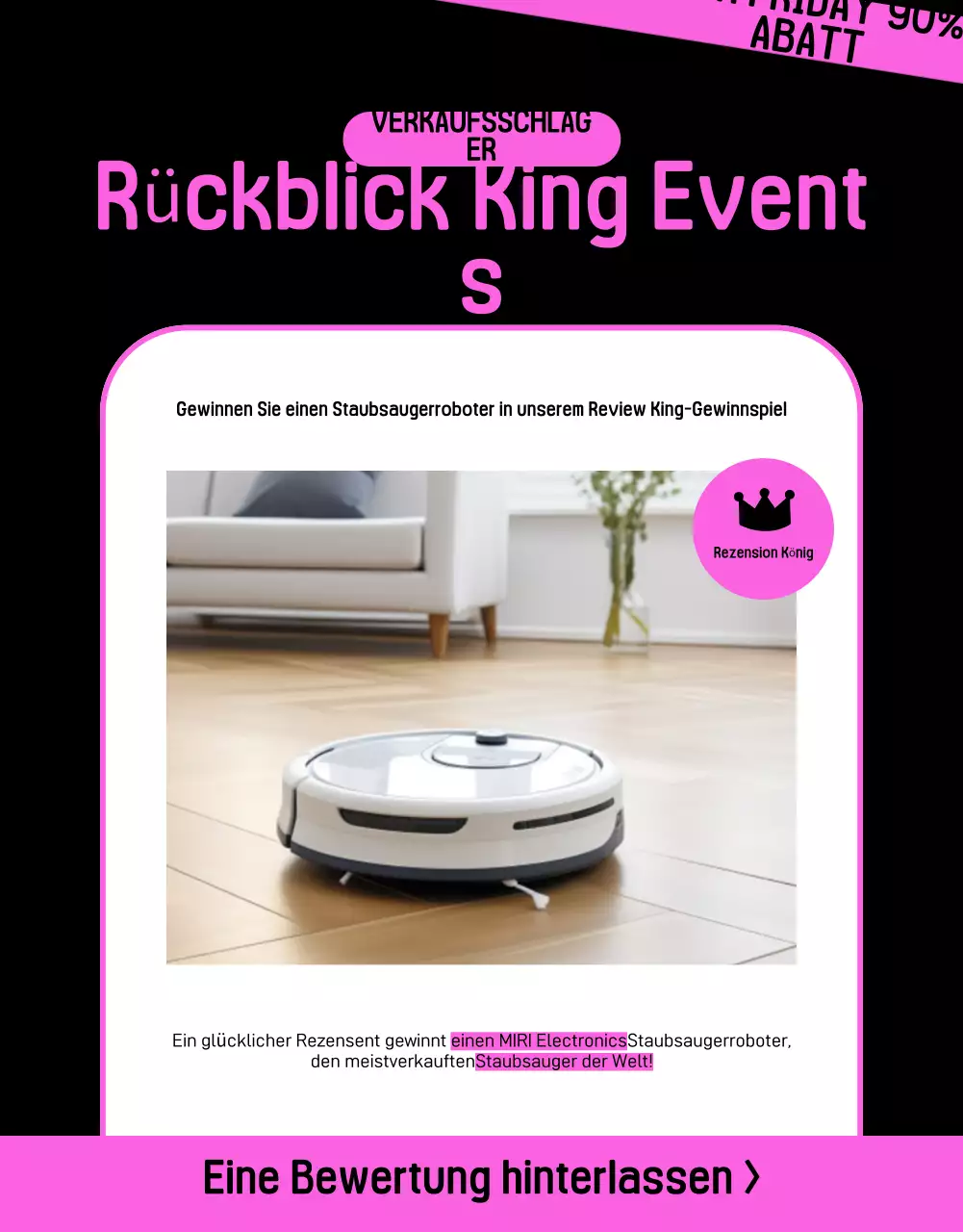 Kitschige Black Friday-Ausverkaufsanzeige in Schwarz und Pink