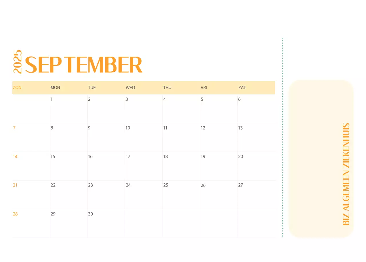 Ziekenhuiskalender in groen fotolijstje