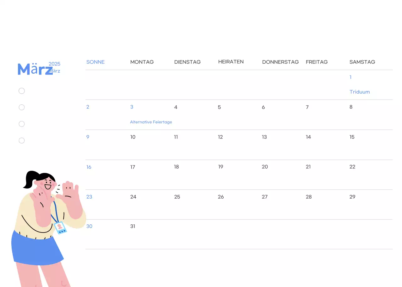 Motivationskalender mit energiegeladenen Illustrationen und positiven Zitaten auf hellblauem Hintergrund