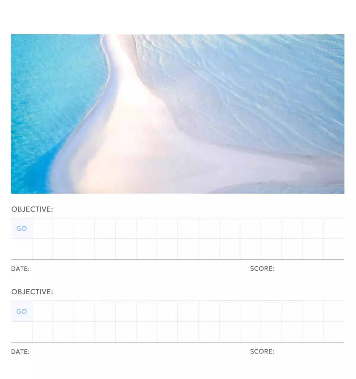 Kalender pelacak sasaran foto dengan percikan warna biru