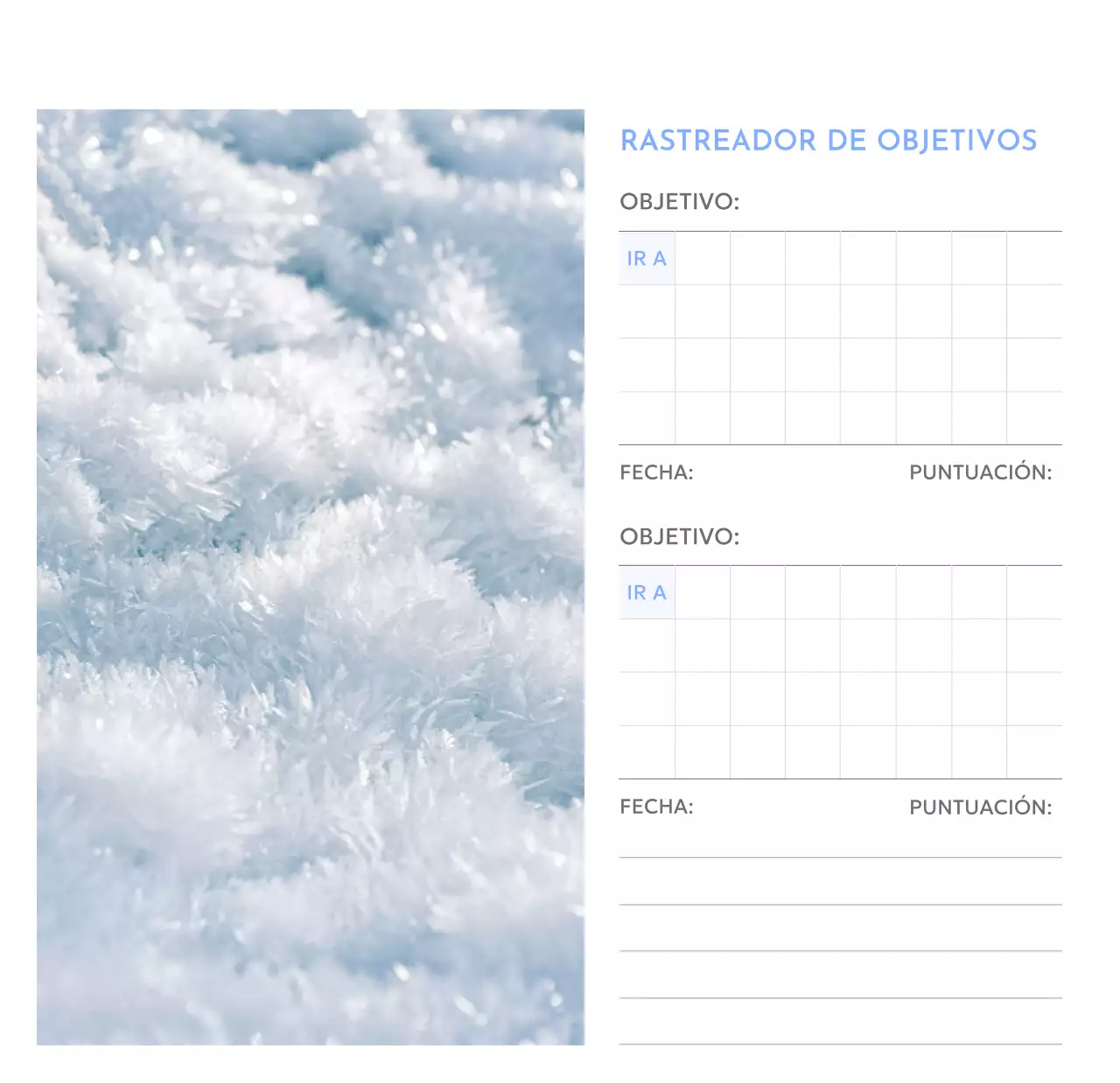 Calendario fotográfico de seguimiento de objetivos con un toque de azul